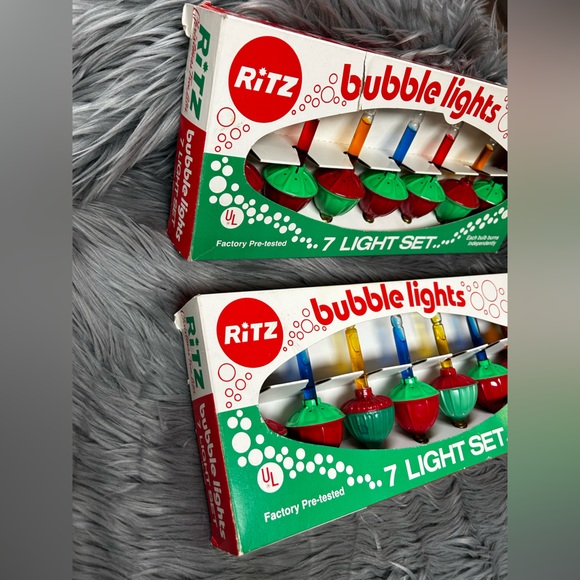 2 Boxes Ritz Bubble Lights Vintage Christmas Red Yellow Blue 7 in Each Box - Picture 4 of 8